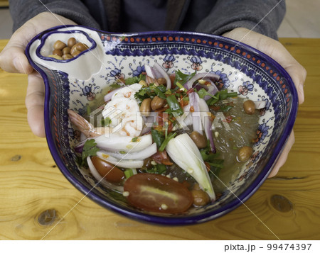 Thai spicy noodles salad menu 99474397