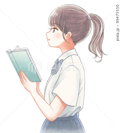 専用　専手描きイラスト　原画　オリジナル　水彩画　ポニーテール　リボン 専用 専手描きイラスト 原画 オリジナル 水彩画 ポニーテール リボン