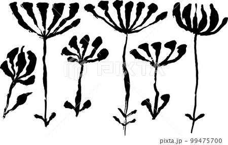 Artwork Brush Flowers Silhouette Set Artwork Brush Flowers Silhouette Set 99475700