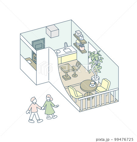 ベランダのある部屋。くつろぐ室内 99476725