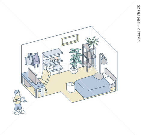 家の中の作業部屋。休憩しながら仕事をする人 99476820
