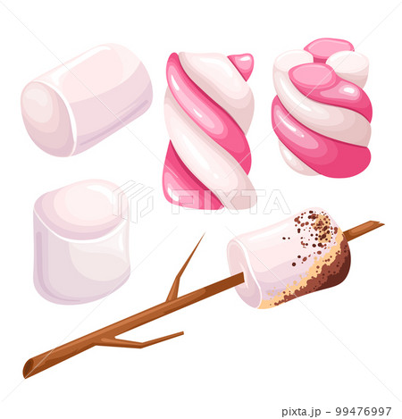 marshmallow sweet dessert set cartoon vector illustration 99476997