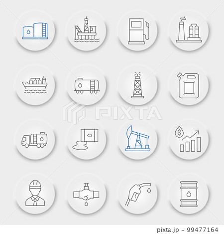 Oil industry line icon set, fuel production collection, vector graphics, logo illustrations, oil industry vector icons, petroleum signs, outline pictograms, editable stroke 99477164