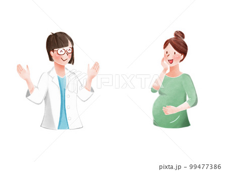 妊婦にアドバイスをする医師のイラスト 妊婦にアドバイスをする医師のイラスト 99477386