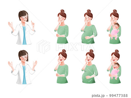 悩み相談をする女性と医師のイラスト 悩み相談をする女性と医師のイラスト 99477388