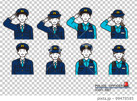 男女警官/警察/警察上半身矢量圖素材 99478585