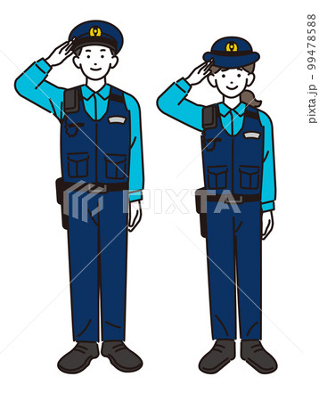 男女の夏服の警官のベクターイラスト素材／警察／お巡りさん 99478588