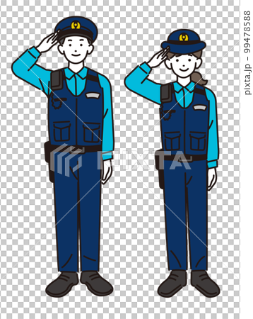 男女の夏服の警官のベクターイラスト素材／警察／お巡りさん 99478588
