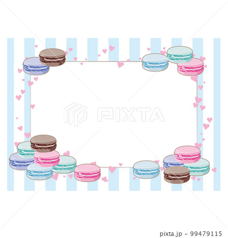 Macaron blue stripe frame/frame white day - Stock Illustration