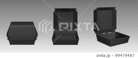 Black burger box mockup. Vector asian food package 99479487