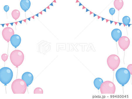 水色とピンクの風船のフレーム 水色とピンクの風船のフレーム 99480045