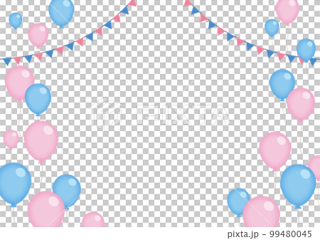 水色とピンクの風船のフレーム 水色とピンクの風船のフレーム 99480045