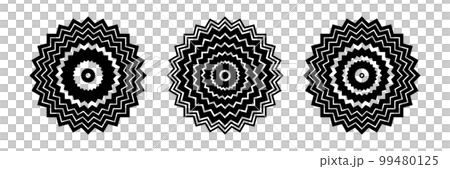 Set of Decorative Geometric Circle Zig Zag Lines Patterns. Vector Art. Set of Decorative Geometric Circle Zig Zag Lines Patterns. Vector Art. 99480125