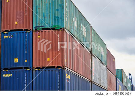 Container terminal in the Port of Busan largest harbor in South Korea Container terminal in the Port of Busan largest harbor in South Korea 99480937