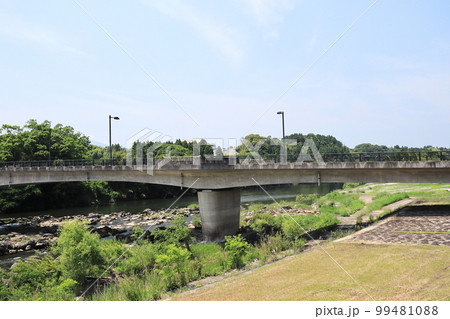 とどろ大橋が見える川沿いの風景 99481088
