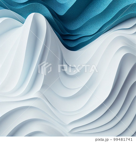 ジェネレーティブAIイラスト)白と青のペーパークラフト風の抽象的で曲線的な正方形背景。爽やかで涼しい ジェネレーティブAIイラスト)白と青のペーパークラフト風の抽象的で曲線的な正方形背景。爽やかで涼しい 99481741