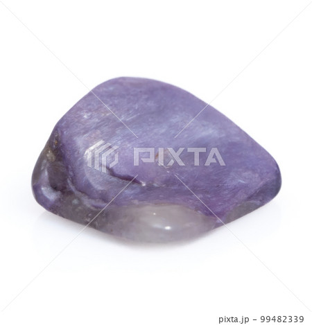 Natural gemstone purple charoite isolated on white background 99482339