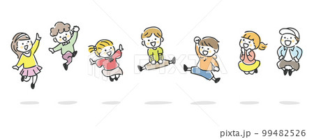 ジャンプする子供たち 99482526