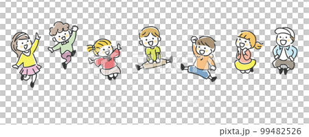 ジャンプする子供たち 99482526