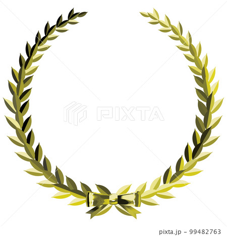 黄金に輝く月桂樹とリボンのエンブレム　ベクターイラストレーション 99482763