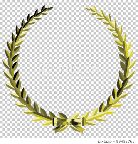 黄金に輝く月桂樹とリボンのエンブレム　ベクターイラストレーション 99482763