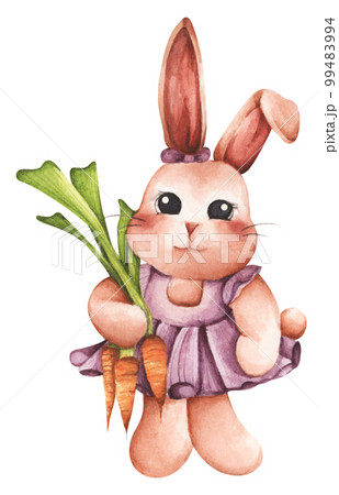 Cute bunny for spring season. Watercolor illustration. 99483994