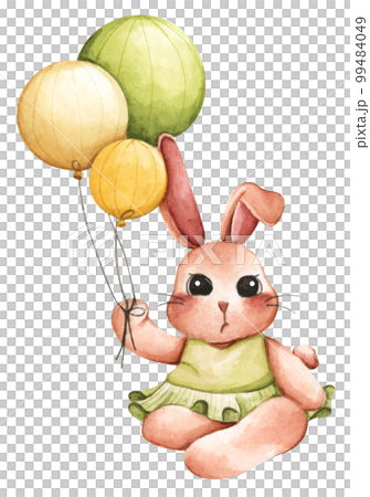 Cute bunny for spring season. Watercolor illustration. 99484049