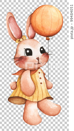 Cute bunny for spring season. Watercolor illustration. 99484051