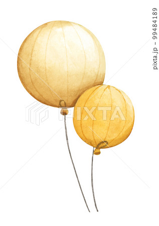 Watercolor painting of Yellow balloon. Party decoration for celebrations and birthday. Watercolor painting of Yellow balloon. Party decoration for celebrations and birthday. 99484189