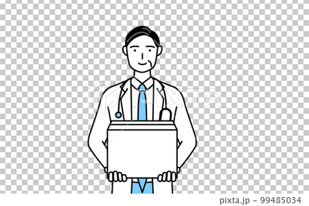 穿白大褂的男醫生,拿著紙板的聽診器,資深/中年老醫生 穿白大褂的男醫生,拿著紙板的聽診器,資深/中年老醫生 99485034