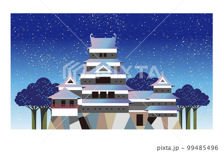 松本城。夜空に浮かぶ天守閣 99485496