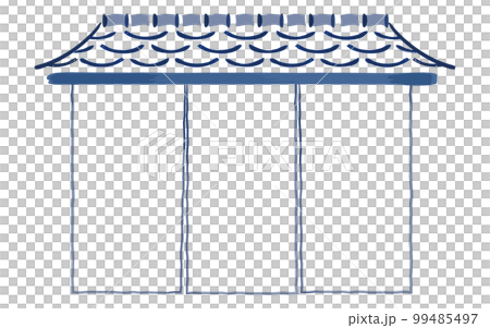 Traditional Japanese shop front (with tiled roof and noren) Traditional Japanese shop front (with tiled roof and noren) 99485497