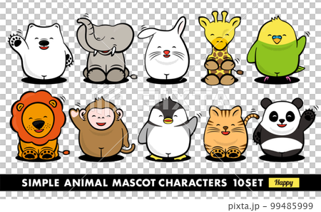 Fashionable illustration set of simple pop cute animals with mascot character style design _ rejoice and happy 99485999