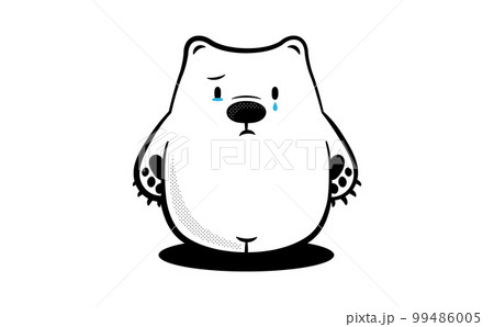 マスコットキャラクター風デザインのシンプルポップな可愛いしろくまのおしゃれ動物イラスト_泣く・涙 マスコットキャラクター風デザインのシンプルポップな可愛いしろくまのおしゃれ動物イラスト_泣く・涙 99486005