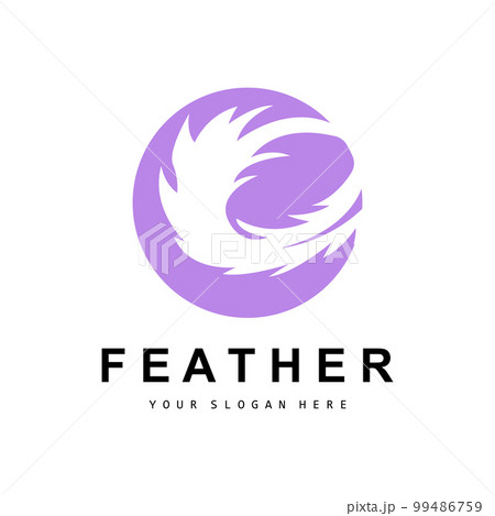 Feather Logo, Animal Wing Design, Vector Icon Template Simple 99486759