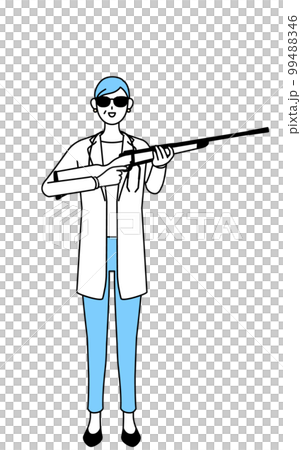 穿白大褂戴墨鏡戴聽診器帶步槍的女醫生高級中老年退伍軍人醫生 穿白大褂戴墨鏡戴聽診器帶步槍的女醫生高級中老年退伍軍人醫生 99488346