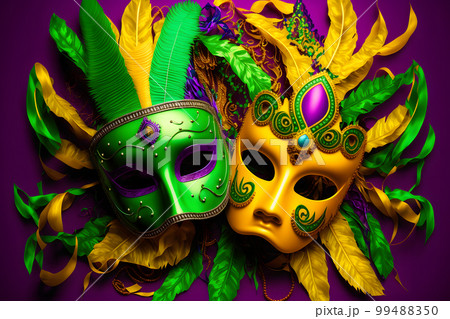 Group of venetian mardi gras mask or disguise...のイラスト素材 [99488350] - PIXTA