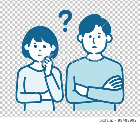 疑問符を浮かべる男女 99488992