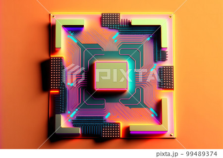 CPU processor with modern futuristic technology appearance. Neural network AI generated art 99489374