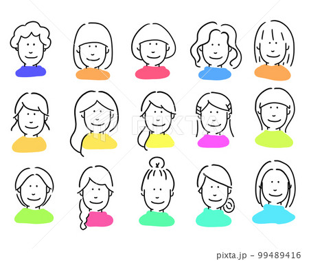 顔のアイコン　女性 99489416