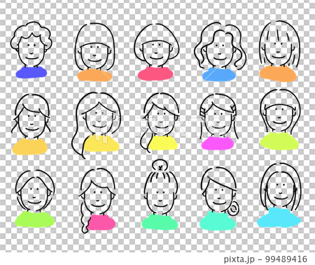 顔のアイコン　女性 99489416