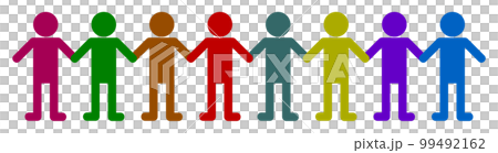 Illustration of people holding hands side by side Illustration of people holding hands side by side 99492162