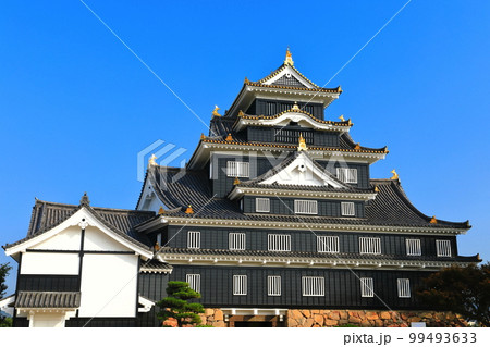 【岡山県】快晴の岡山城（令和の大改修後） 99493633