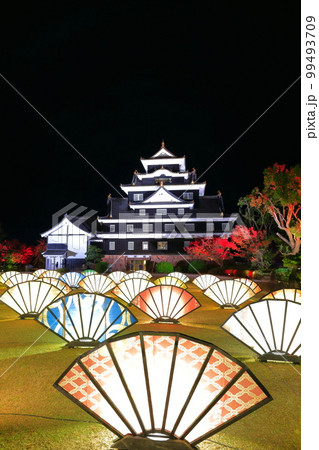 【岡山県】岡山城の紅葉ライトアップ（令和の大改修後） 99493709