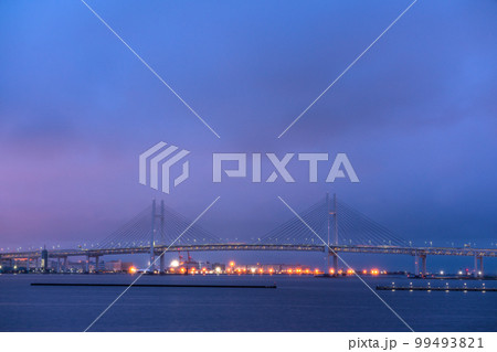 《神奈川県》横浜ベイブリッジ・夜明け前 99493821