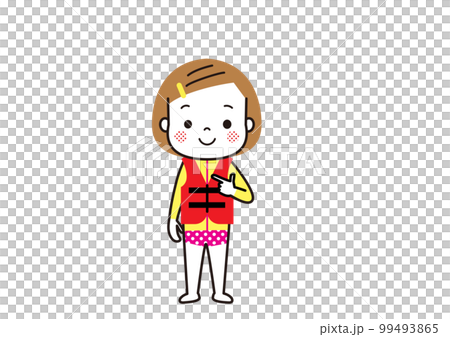 穿著皮疹防護服和救生衣的兒童預防水上事故 99493865