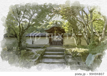水彩画風　唐招提寺　戒壇　奈良県奈良市 99494807
