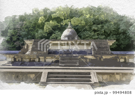水彩画風　唐招提寺　戒壇　奈良県奈良市 99494808
