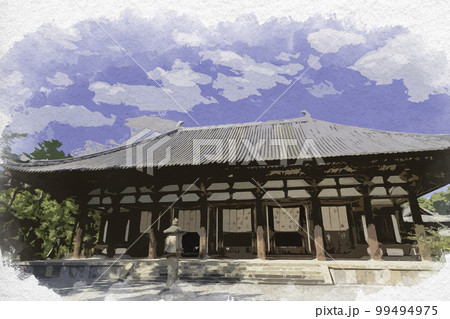 水彩画風 唐招提寺 金堂 奈良県奈良市 水彩画風 唐招提寺 金堂 奈良県奈良市 99494975