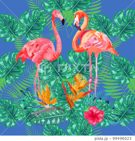 seamless pattern of trendy bird pink flamingos. art design wallpaper seamless pattern of trendy bird pink flamingos. art design wallpaper 99496023